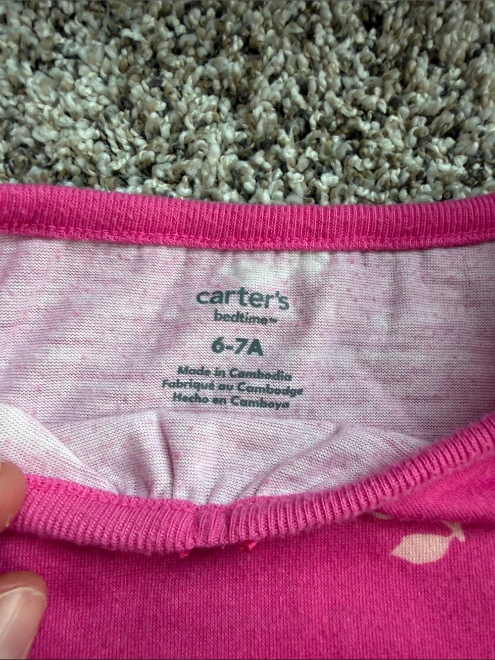 Carter's Hot Pink Cherry-Accented Girls' Nightshirt size 6-7